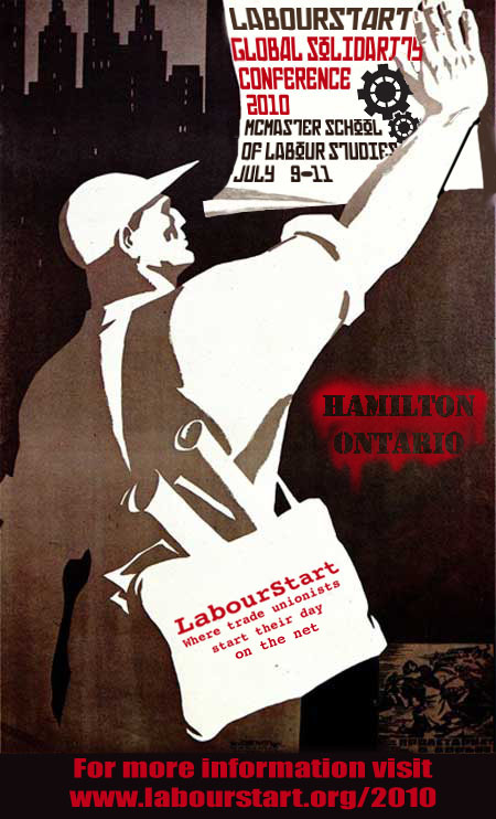 LabourStart 2010 conference poster.
